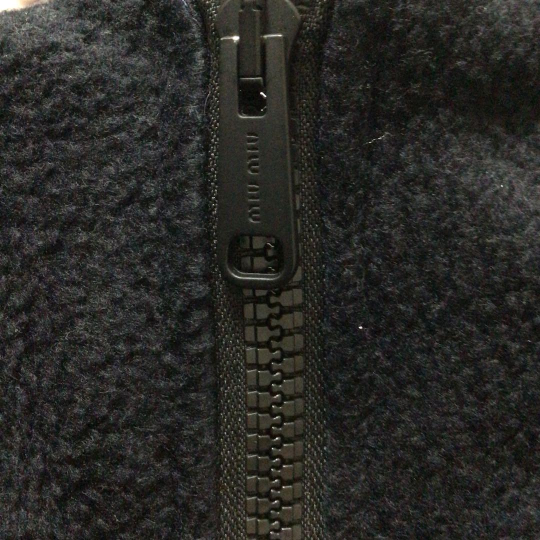 美品miu miu ネイビー ジップアップジャケット　フリース　ミュウミュウ