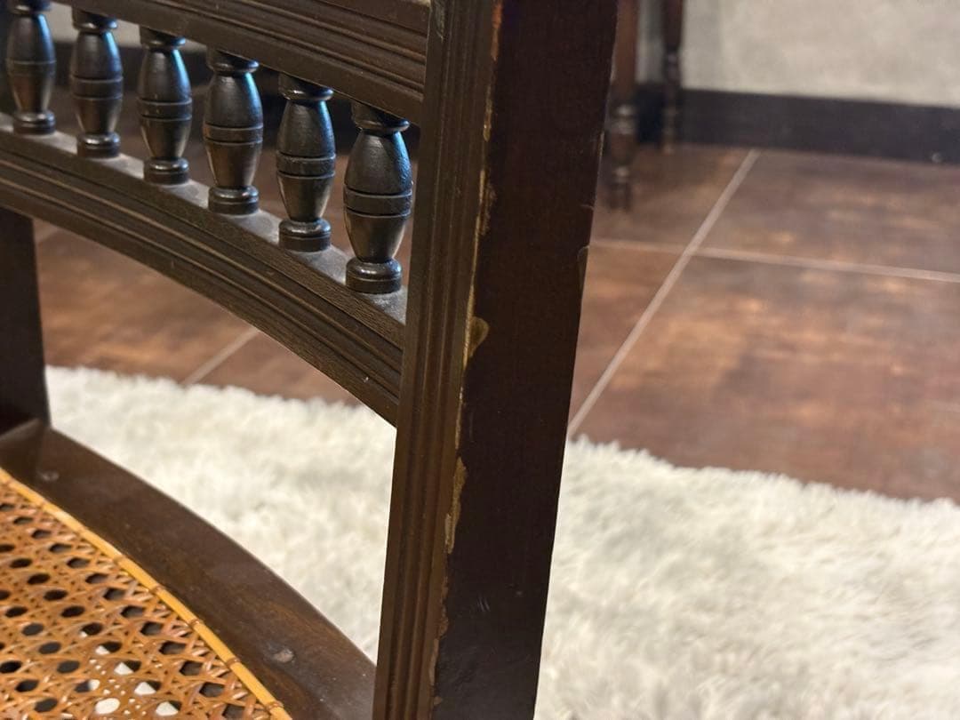 希少　フレンチクラシック　アンティークチェア　ヴィンテージ　無垢材　ラタン　IH