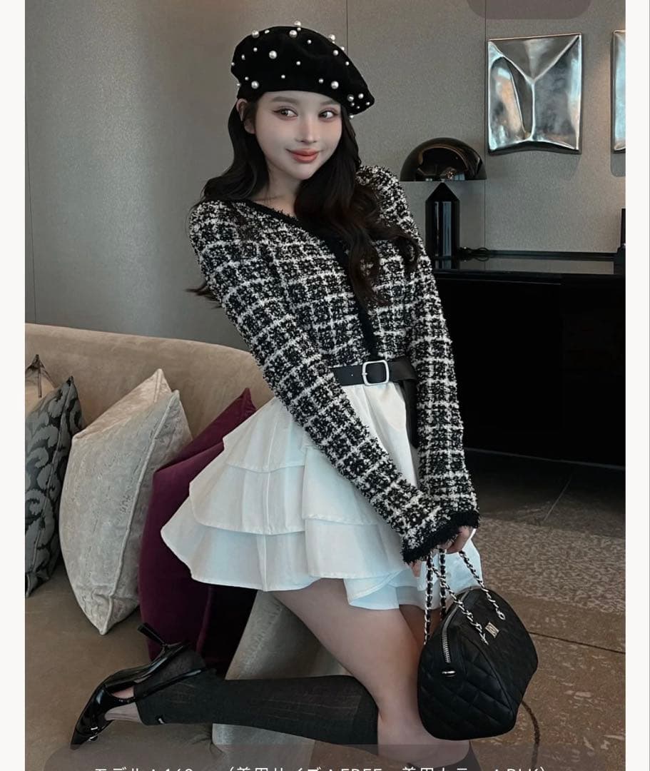 ボリュームフリルツイードニットミニワンピース darich ＦＬ