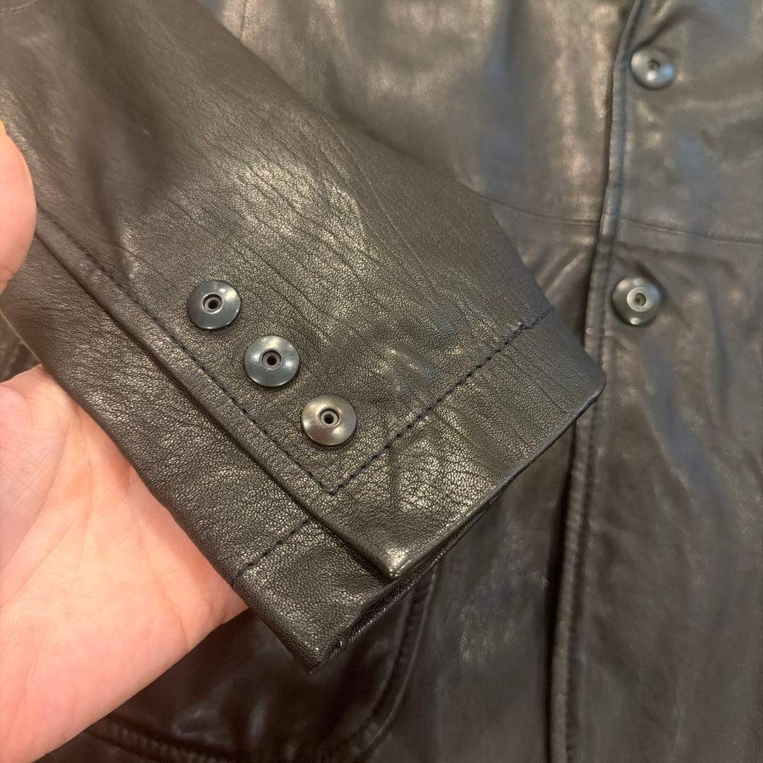 【新品】GIORGIO ARMANI 黒タグ レザーテーラードジャケット