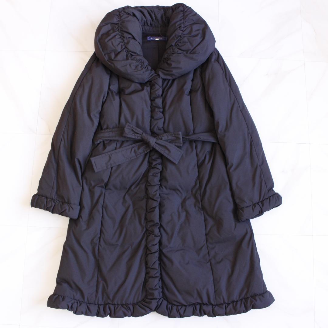 M'S GRACY フリルカラー ダウンコート LLサイズ ブラック ベルト