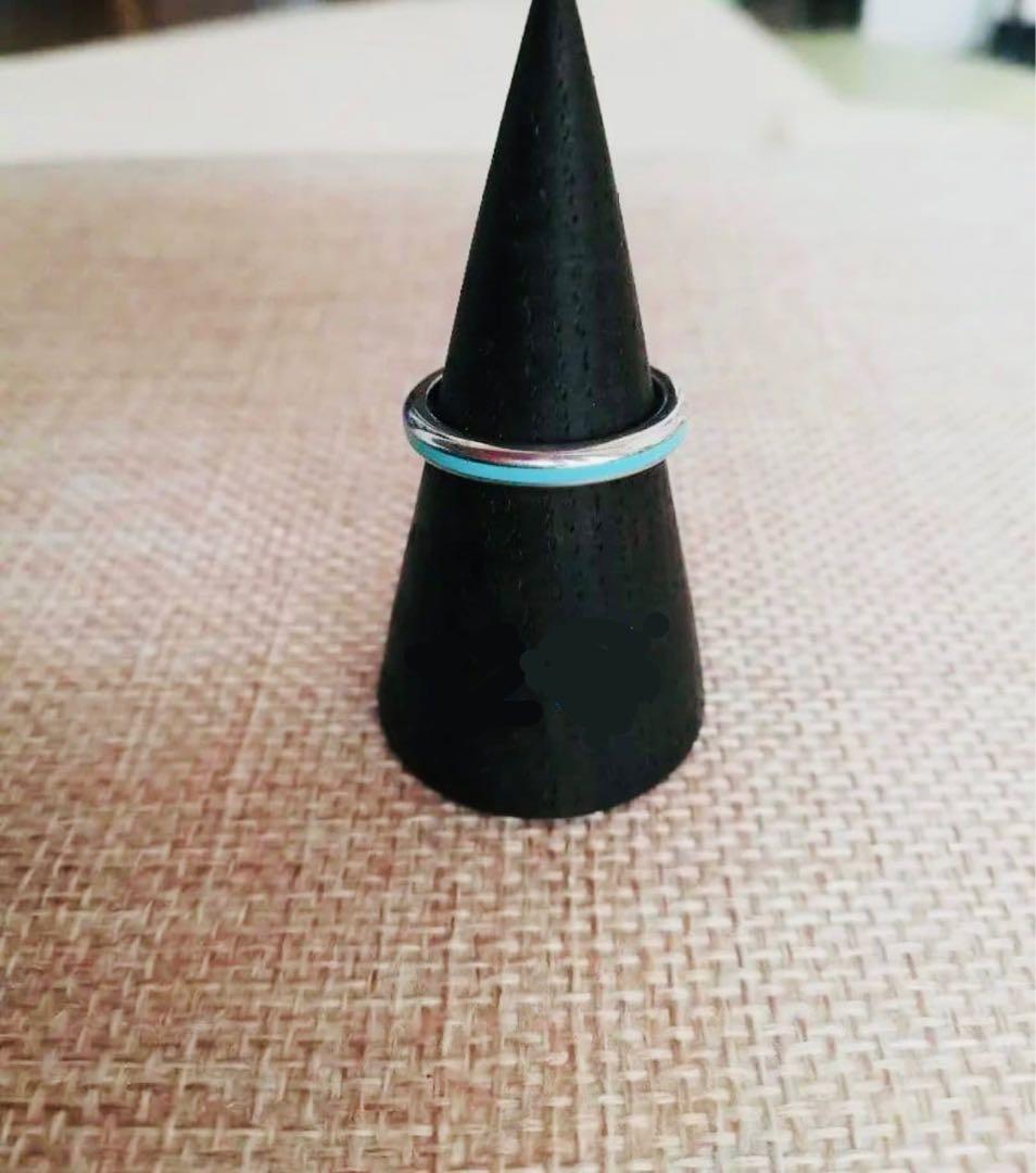 ティファニー ブルーエナメルラインリング 7号　AG925 バンドリング