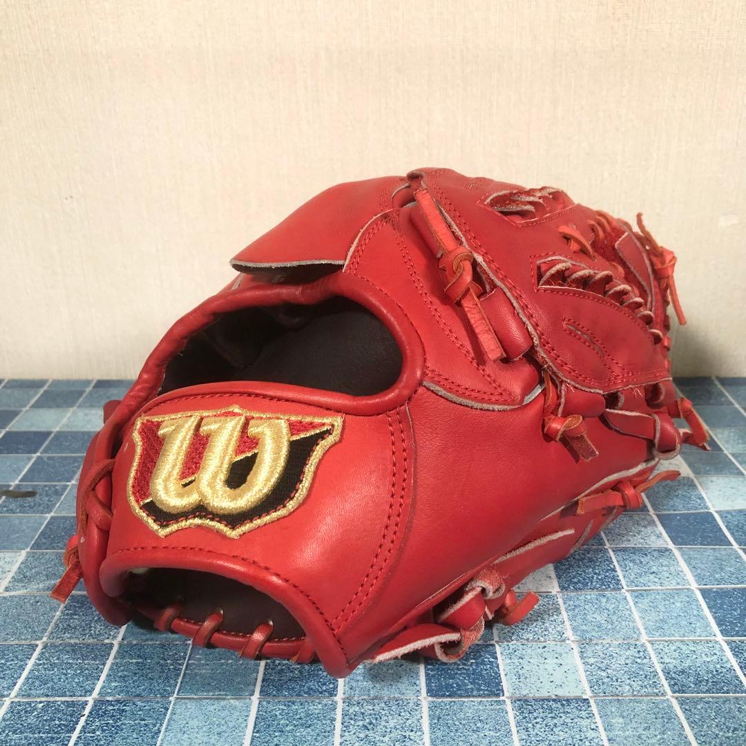 Wilson 赤 軟式グローブ 投手 ピッチャー ウィルソン 美品 レッド