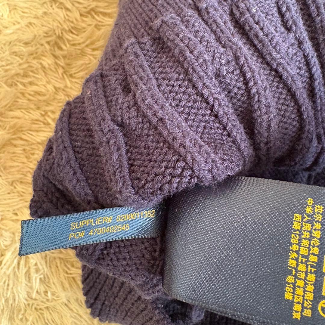 数回着 ラルフローレン コットンケーブルニットカーディガン ネイビー 定番