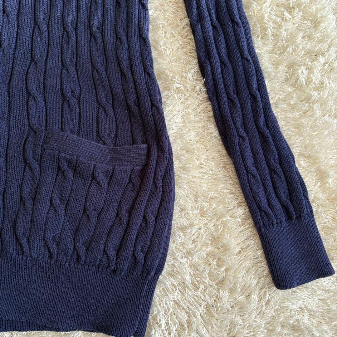 数回着 ラルフローレン コットンケーブルニットカーディガン ネイビー 定番
