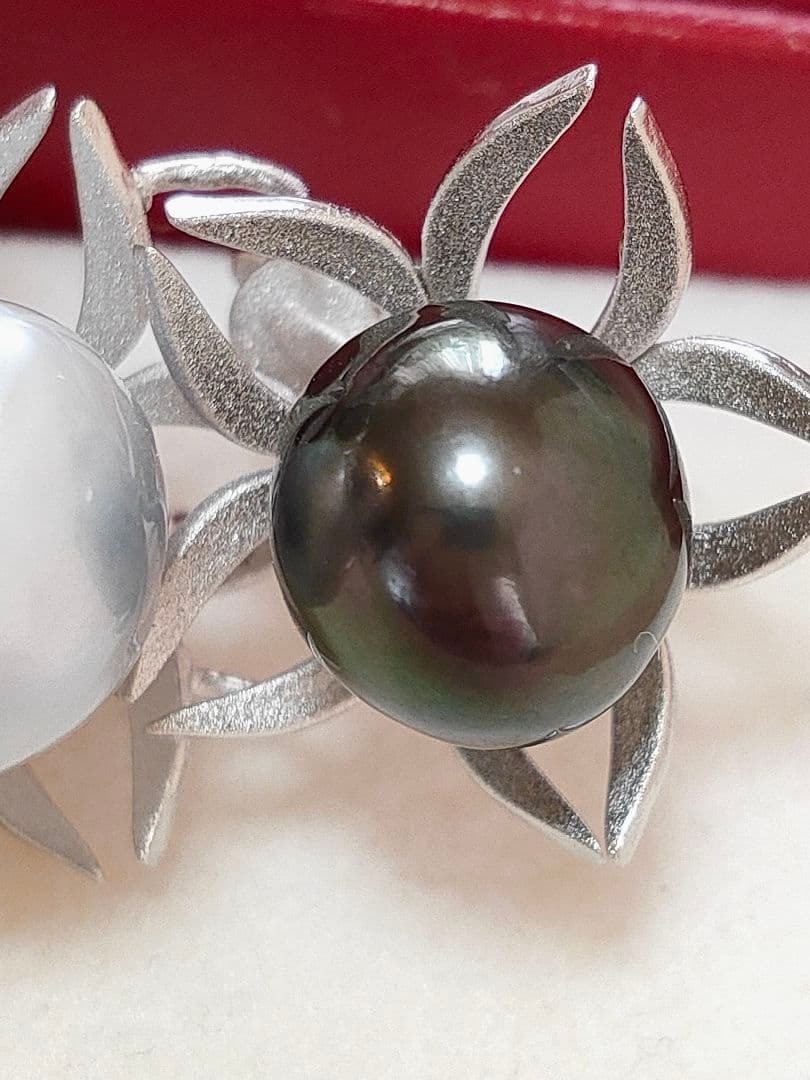 未使用品 南洋真珠 黒蝶真珠 白蝶真珠 シルバー ブローチ 兼 ペンダント