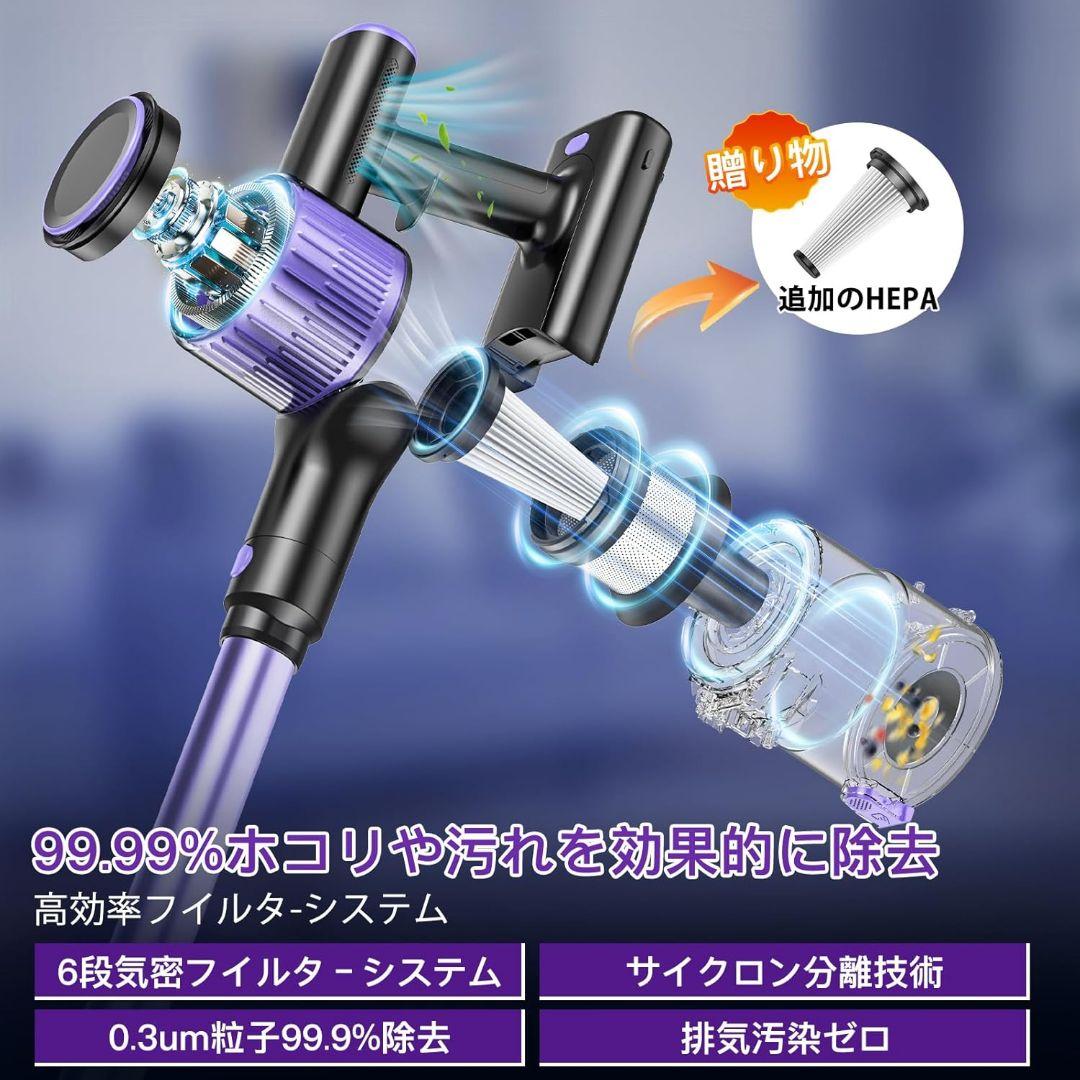 90000Pa 掃除機 コードレス 超強力吸引 自立式 LED液晶ディスプレイ
