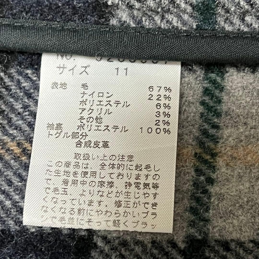 【美品】イーストボーイ　ダッフルコート　イタリア製生地　チャコール　チェック