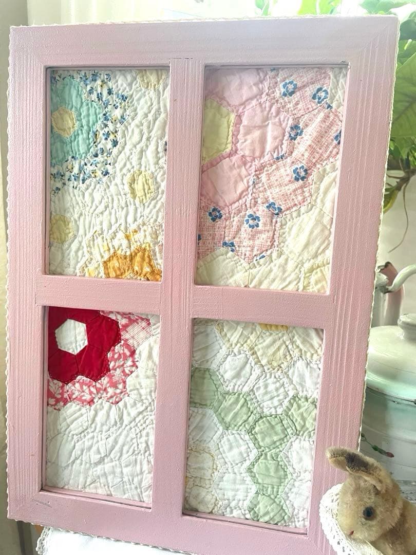 小手鞠さま確認用になります。アンティークキルト窓枠フレームリバーシブル·͜· ♡