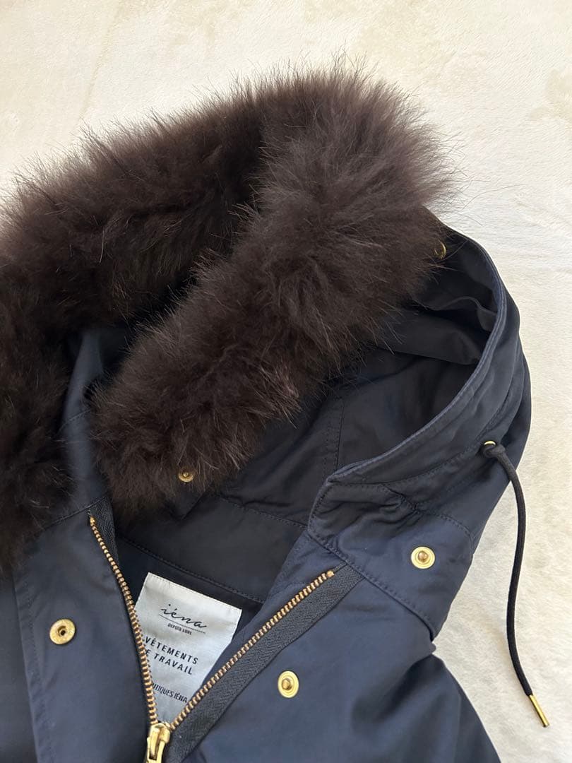 美品　IENA イエナ モッズコート リアルファー ライナー フード　ネイビー
