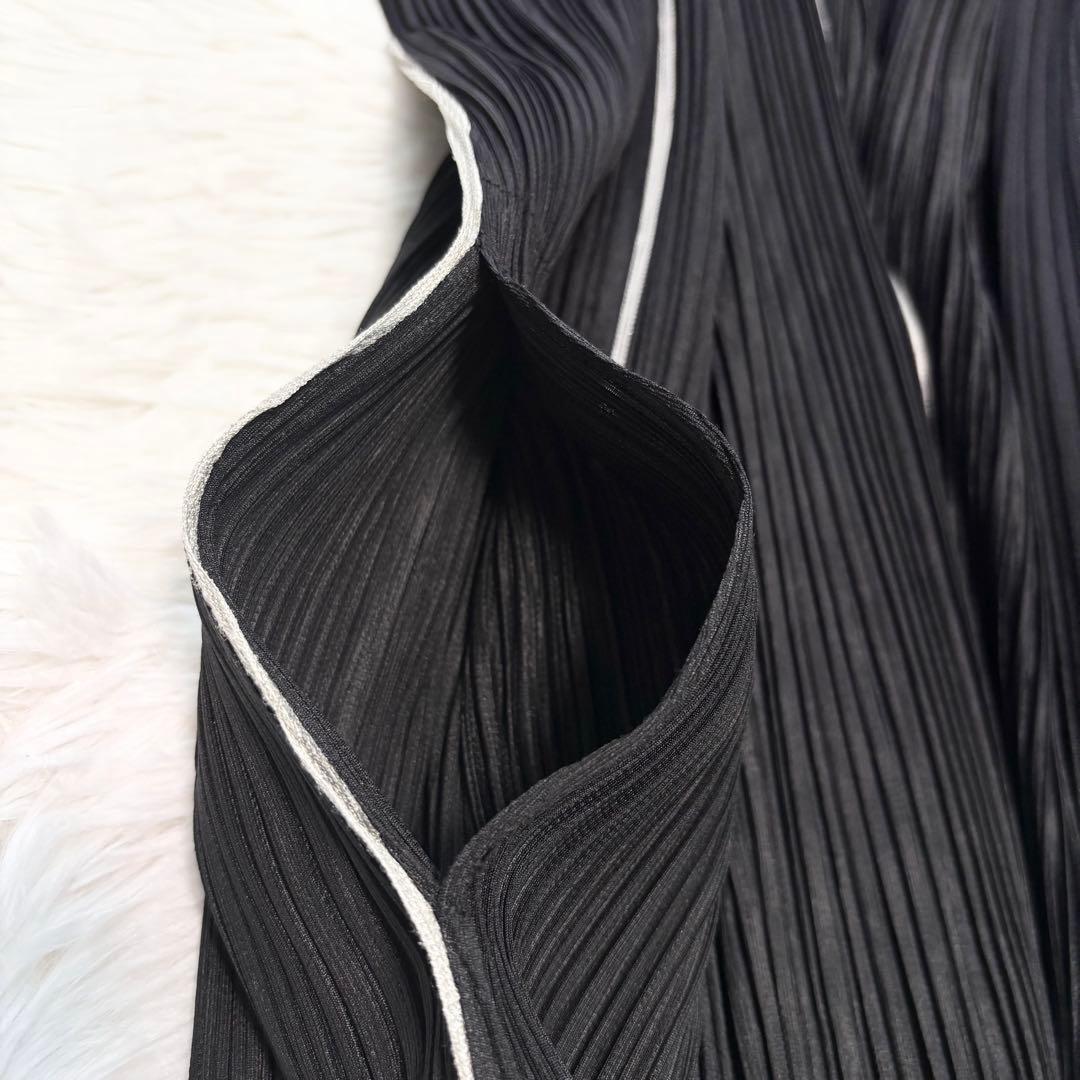 希少　プリーツプリーズ　ロングカーディガン　ポケット付き　ブラック　サイズ3