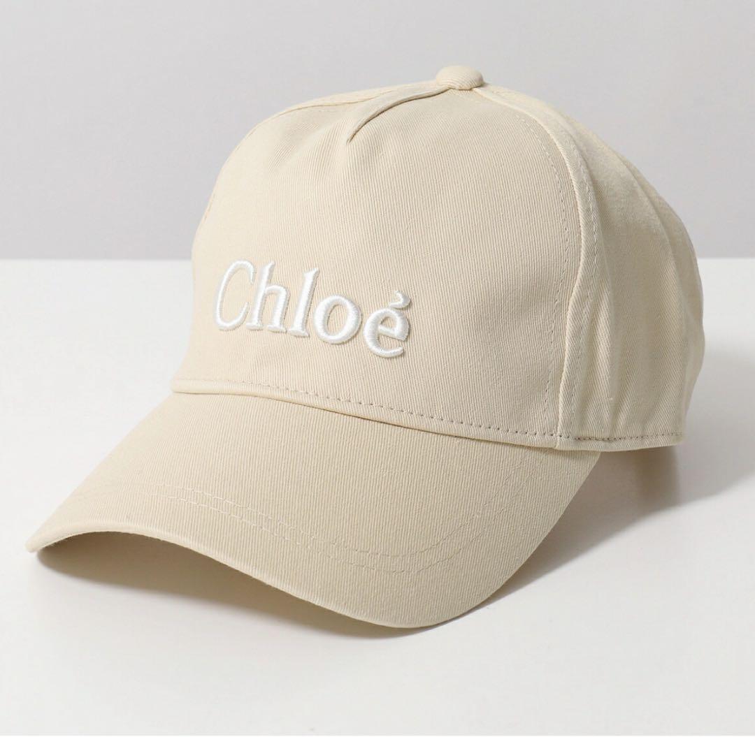 Chloé ベージュ刺繍ロゴキャップ