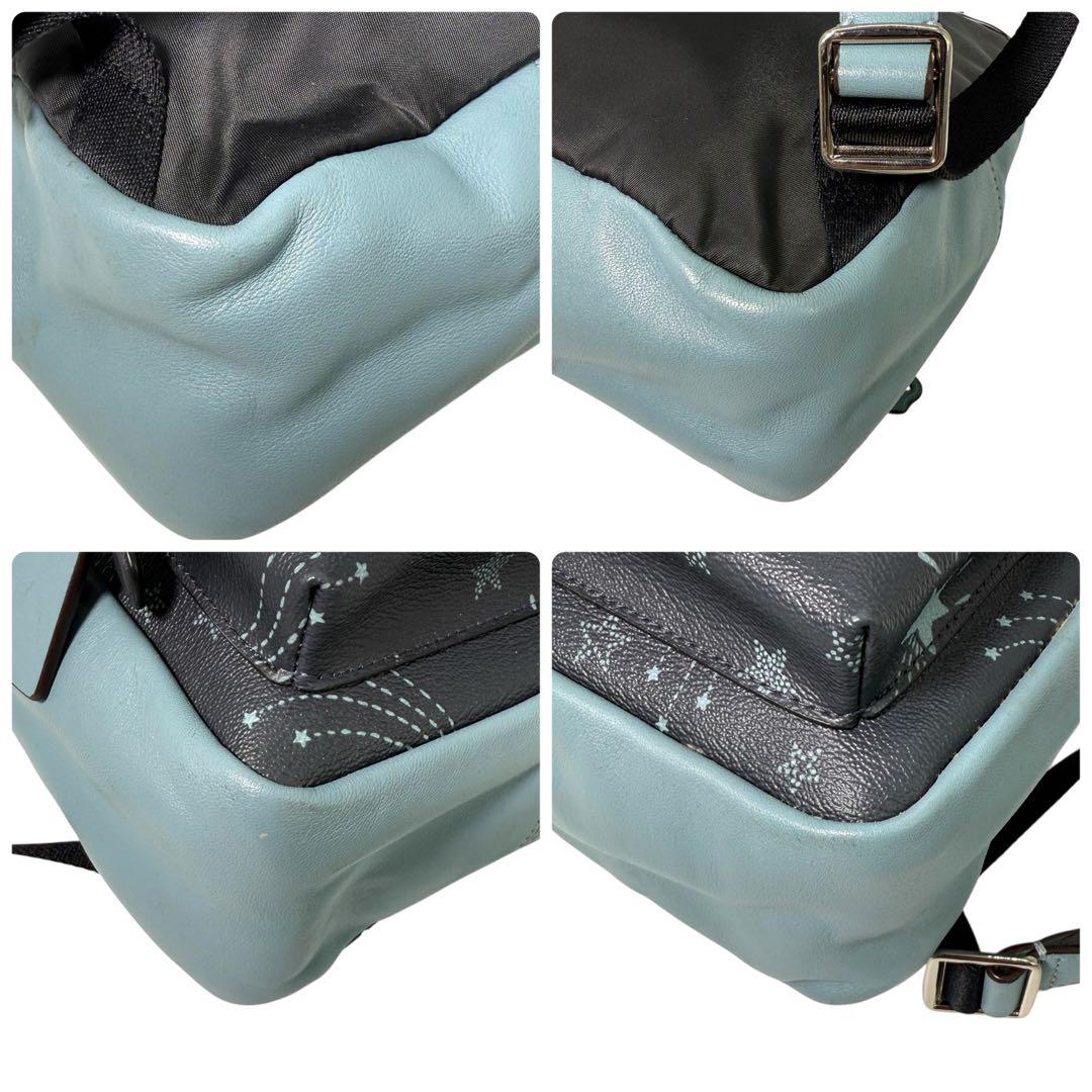 希少✨コーチ リュック ミニチャーリー 星柄 ネイビー レザー バイカラー