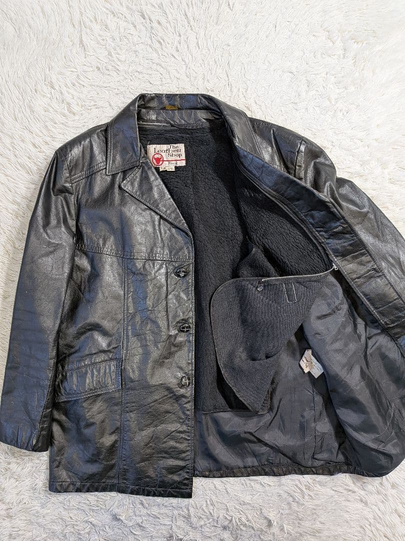 極希少　70s Sears シアーズ レザージャケット ボアライナー付 46 黒