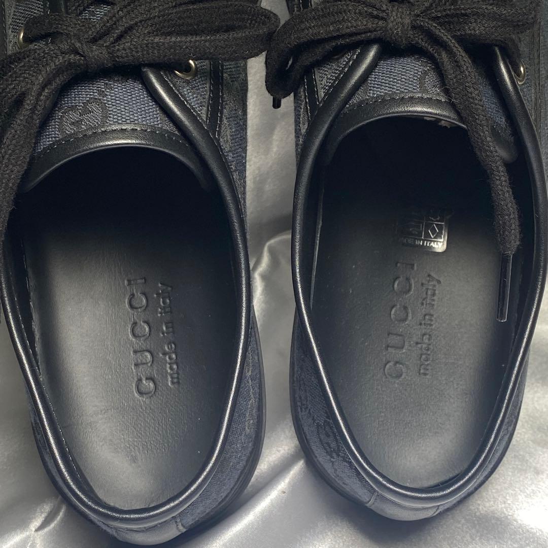 GUCCI グッチ　28cm スニーカー GGキャンバス ネイビー ブラック 黒