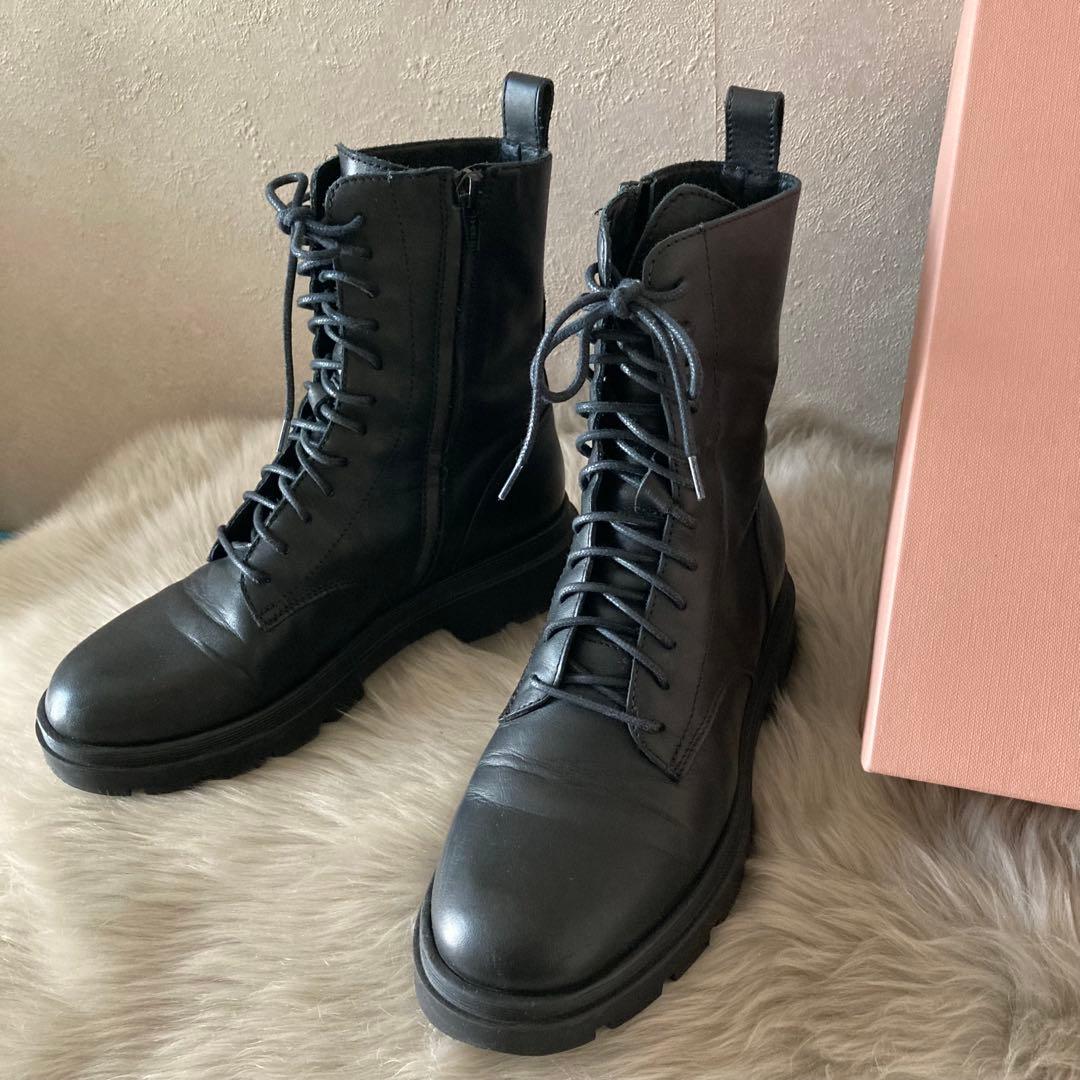 ファビオルスコーニ＊トラックソール レースアップ 編み上げサイドジップブーツ36