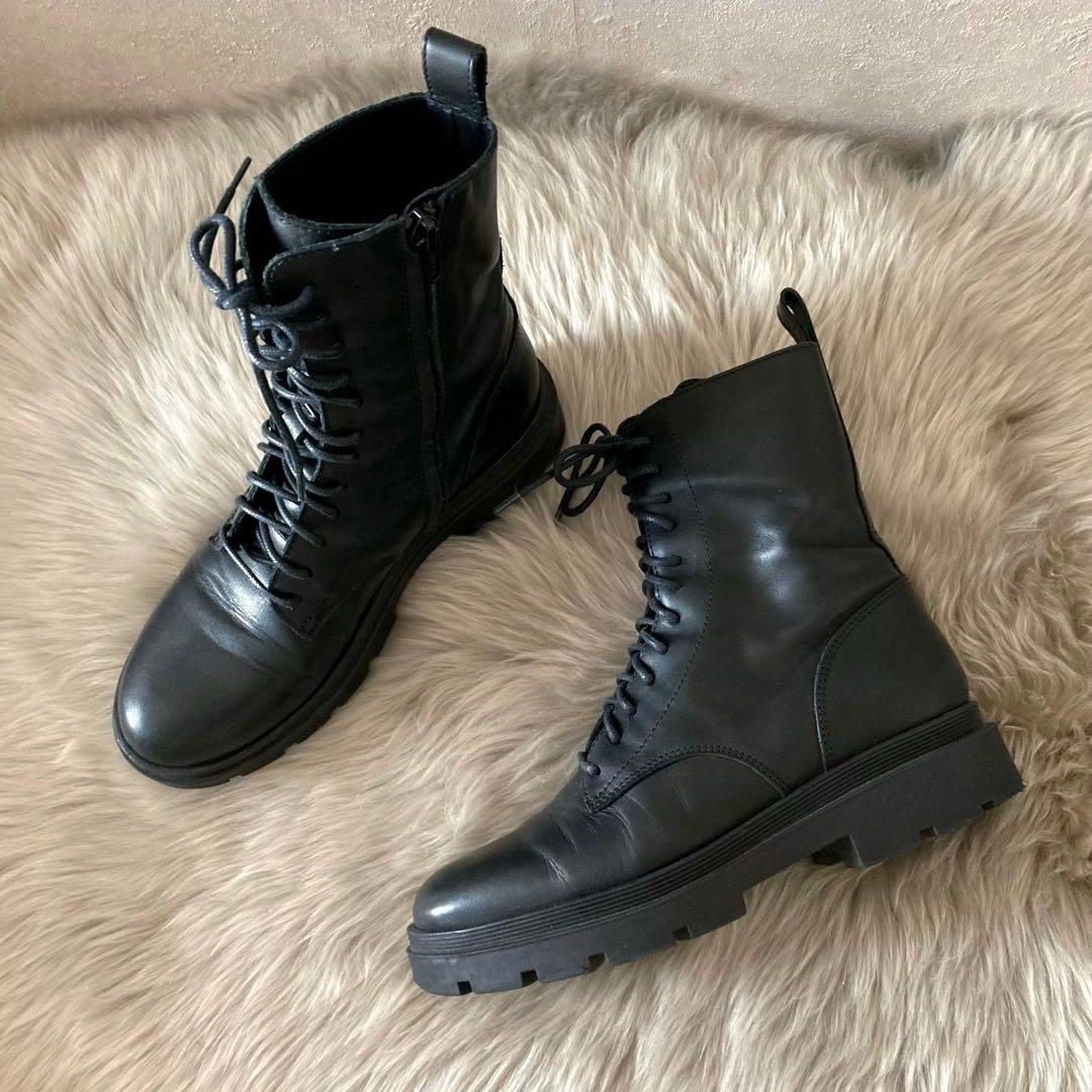 ファビオルスコーニ＊トラックソール レースアップ 編み上げサイドジップブーツ36