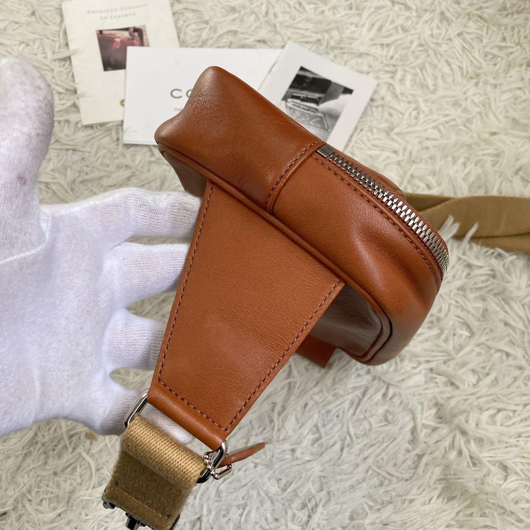 極美品 vintage coach old waist pouch brown