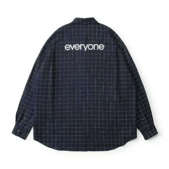 everyone バックロゴ チェック シャツ XL ネイビー 新品未使用
