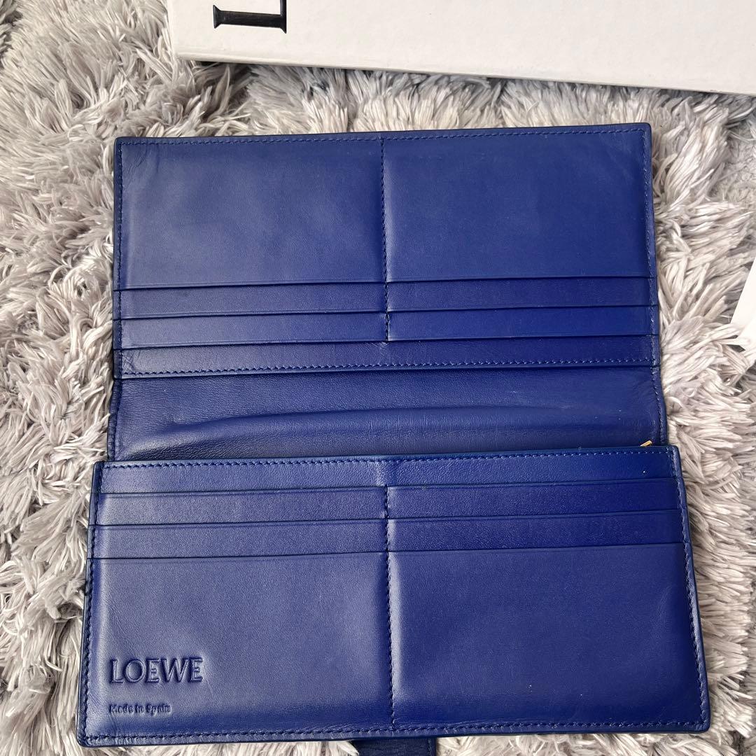 美品✨ロエベ　レア　立体アナグラムロゴ　ネイビー　長財布　メンズ　レディース