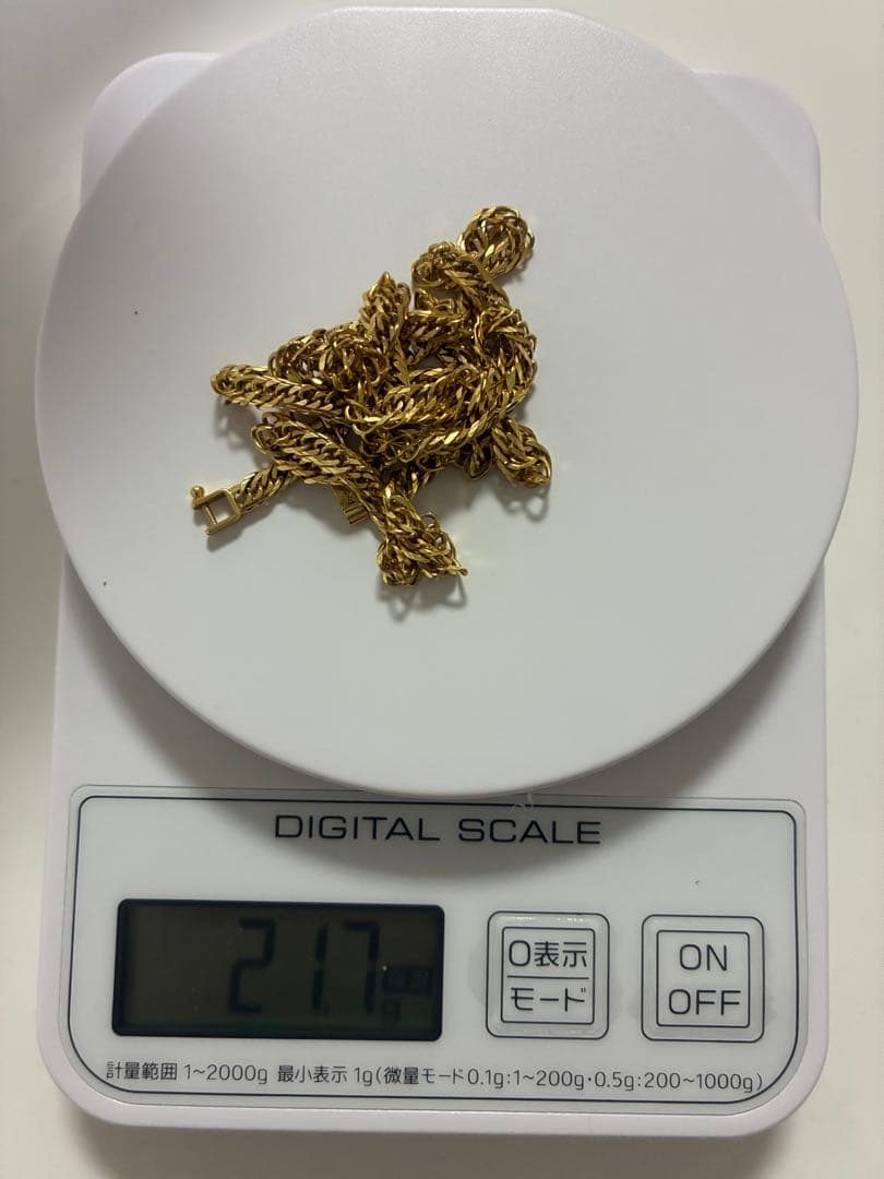 K18 ネックレス 21g 金 6面ダブル 55cm 刻印あり