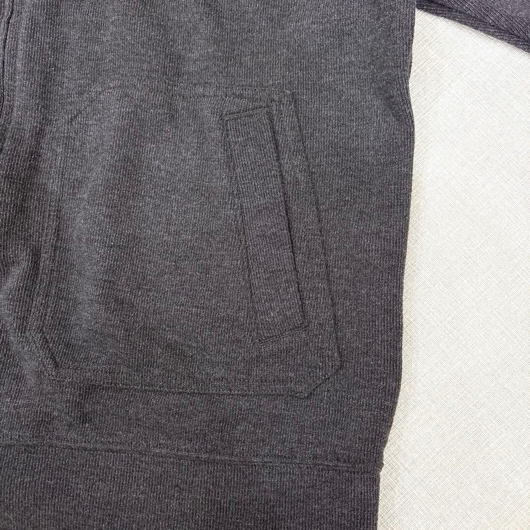 90s✨ランズエンド（XL）フルジップジャケット 本革トリム 裏地チェック灰色