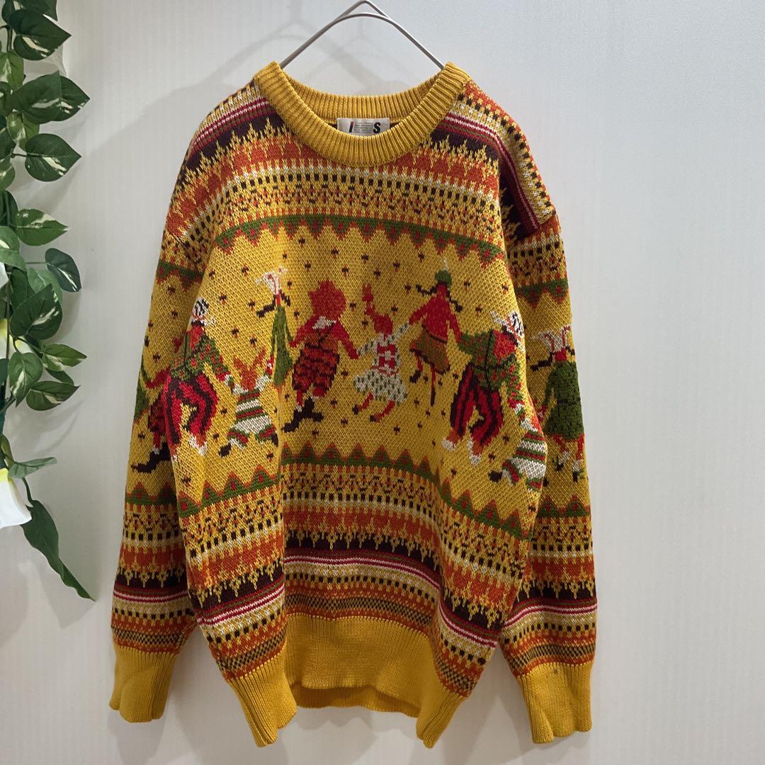 希少　日本製　I.S.　イッセイミヤケ　М 　　アイル柄 　厚手　長袖セーター