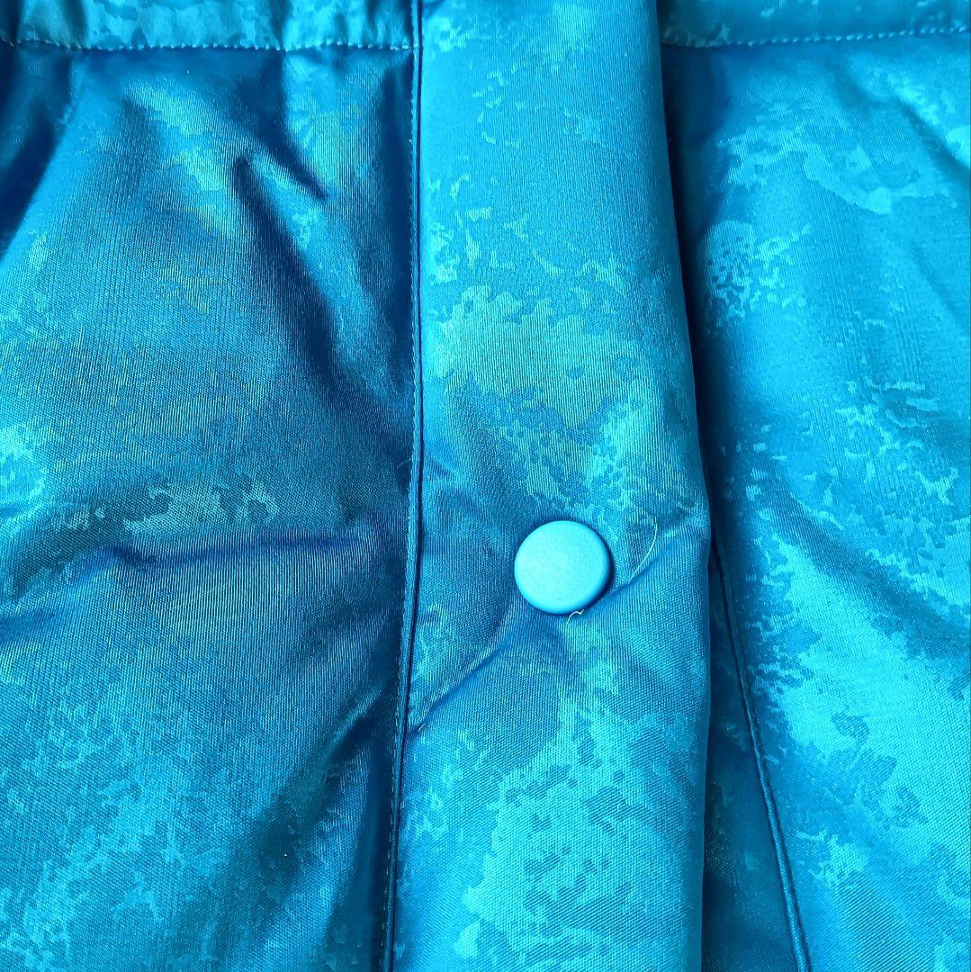 【イッセイミヤケ】ロングダウンコート ブルー 総柄 サイズ2