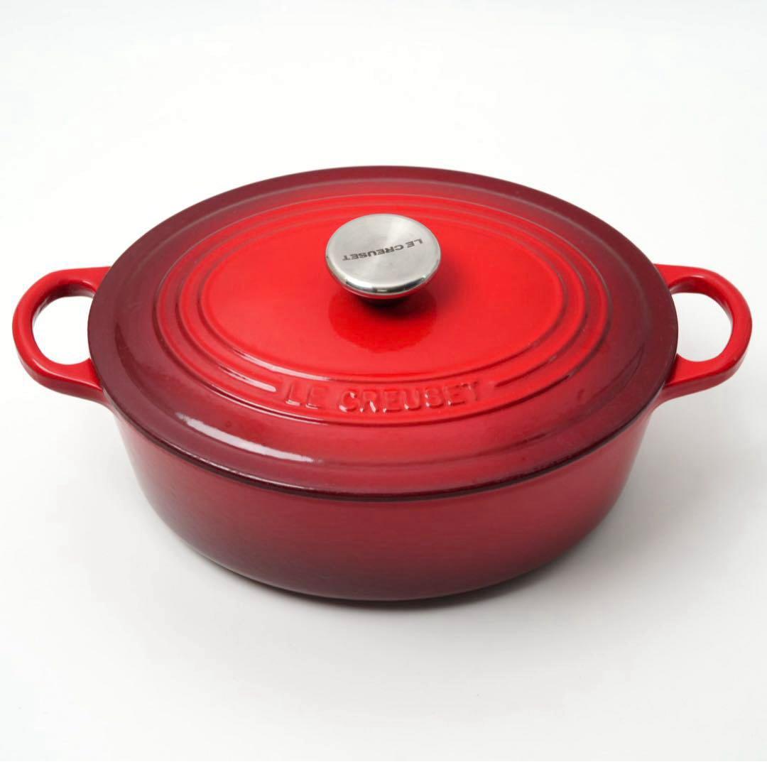 【美品】LE CREUSET　ココット オーバル チェリーレッド　25cm