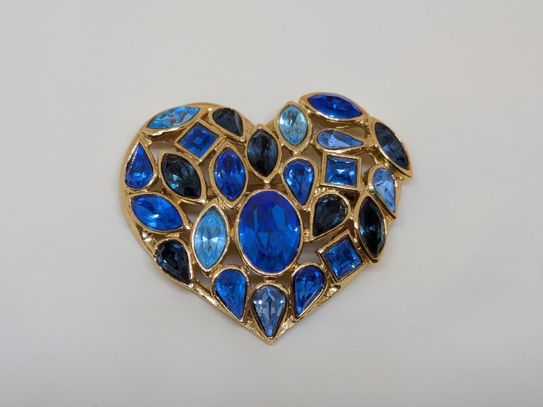 ヴィンテージ イヴ・サンローラン ブローチ イヤリング セット ハートモチーフ