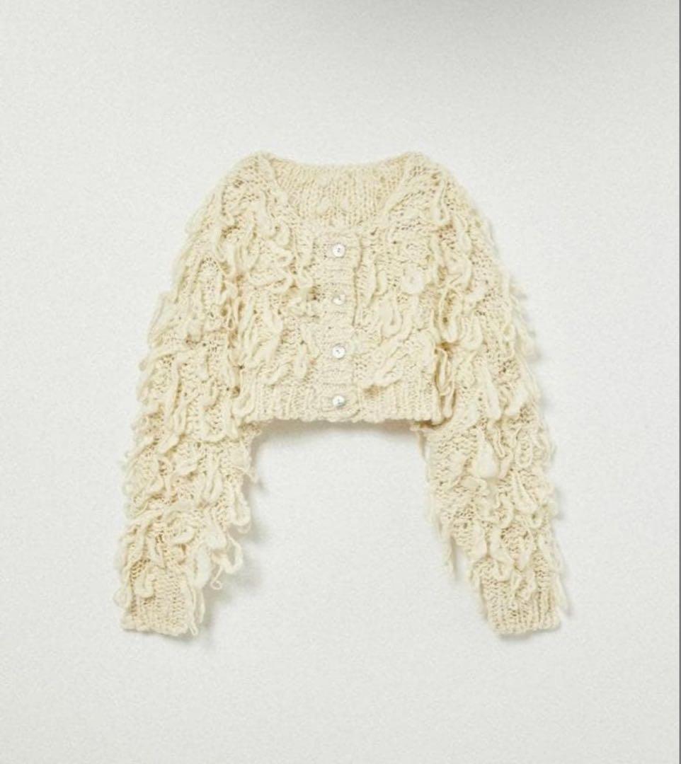トップス Eaphi FRINGE KNIT CARDIGAN