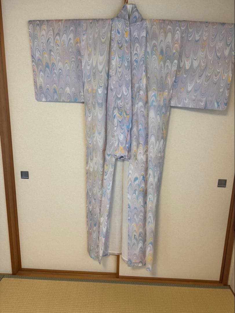 【新品未着用】墨流し浴衣　広衿仕立て