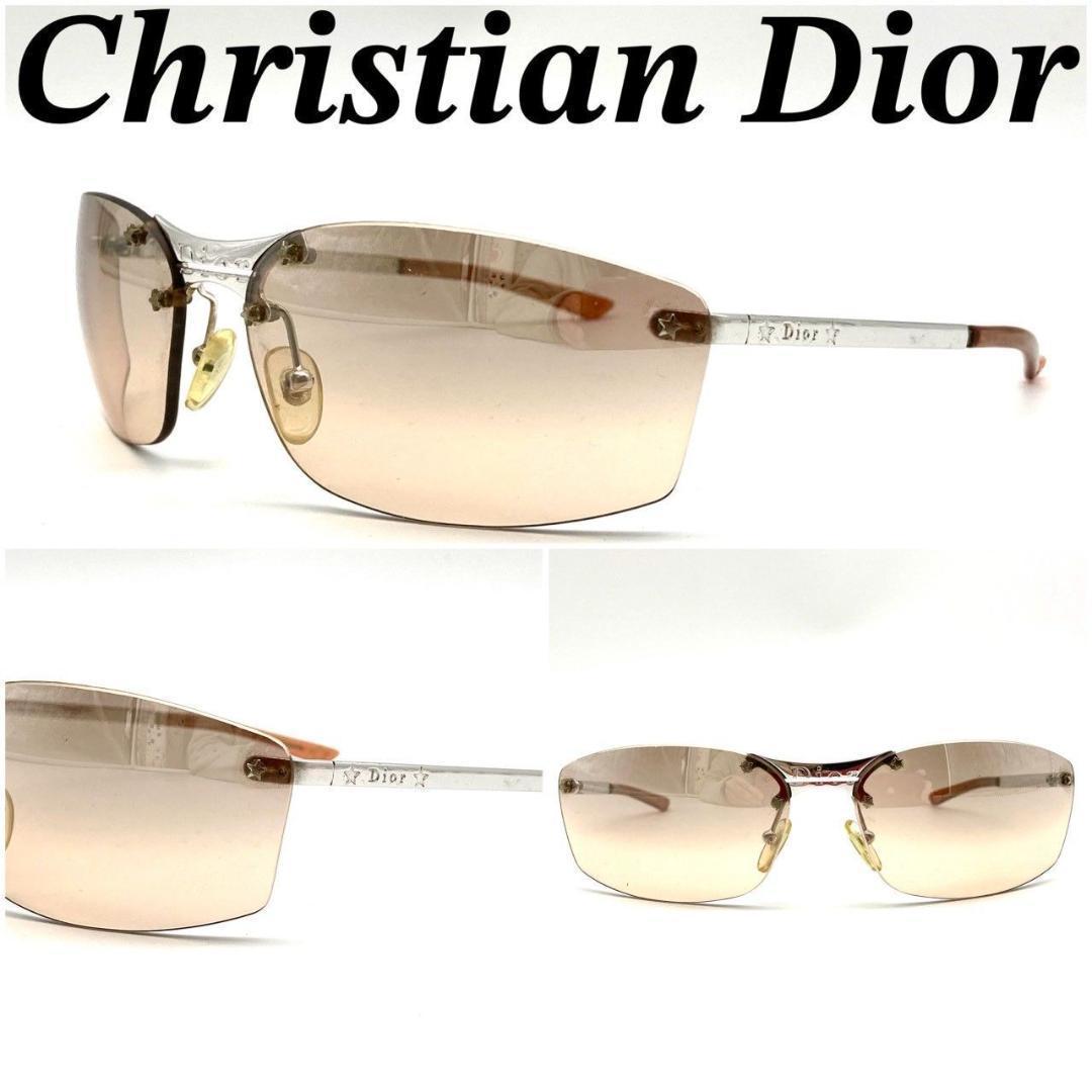 クリスチャンディオール サングラス メタル ピンクブラウン シルバー 71027
