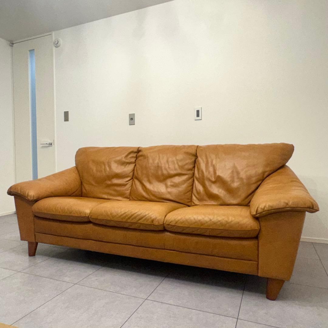 ブラウンレザー 3人掛けソファ