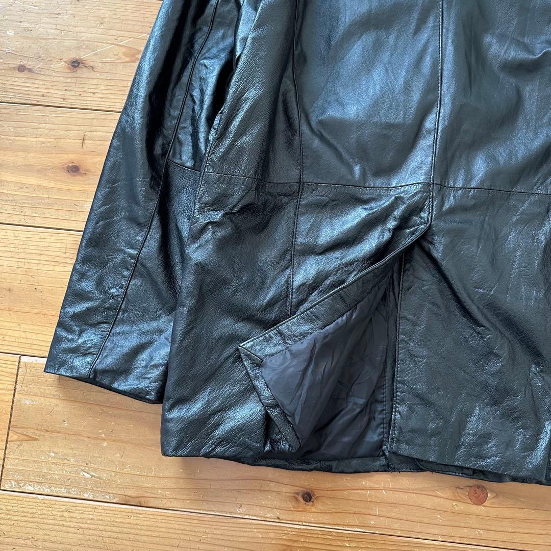 希少 90s~00s 2トーン 切り替え レザー スポーツジャケット カーコート