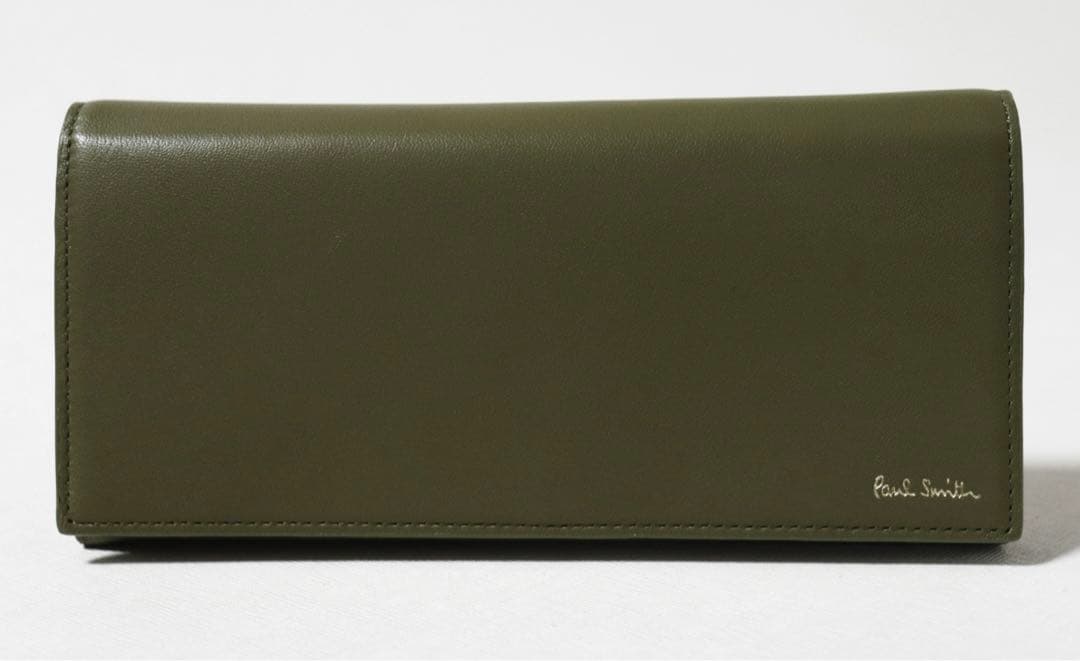 《ポールスミス》箱付新品 マルチストライプトリムインサイド レザーかぶせ式長財布