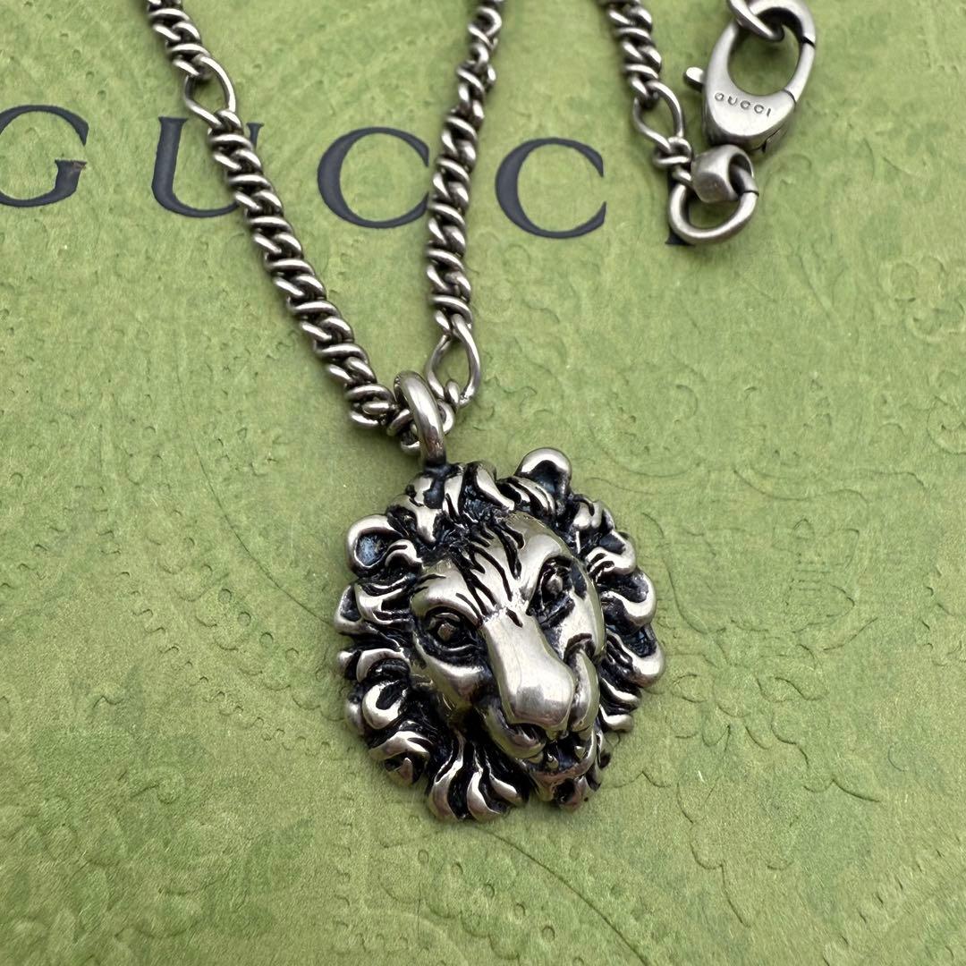 希少/極美品✨グッチ ライオンヘッド ネックレス シルバー 410673