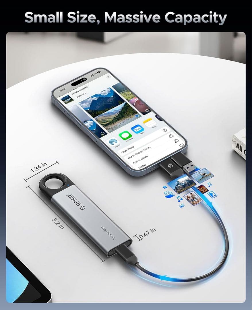 ORICO ポータブルSSD USB-C 5.2インチ2TB