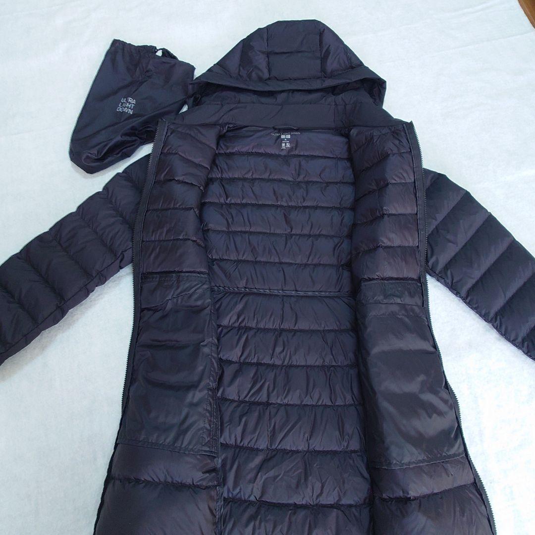 UNIQLO ウルトラライトダウン　ロングコート ブラック　巾着付　ＸＬ