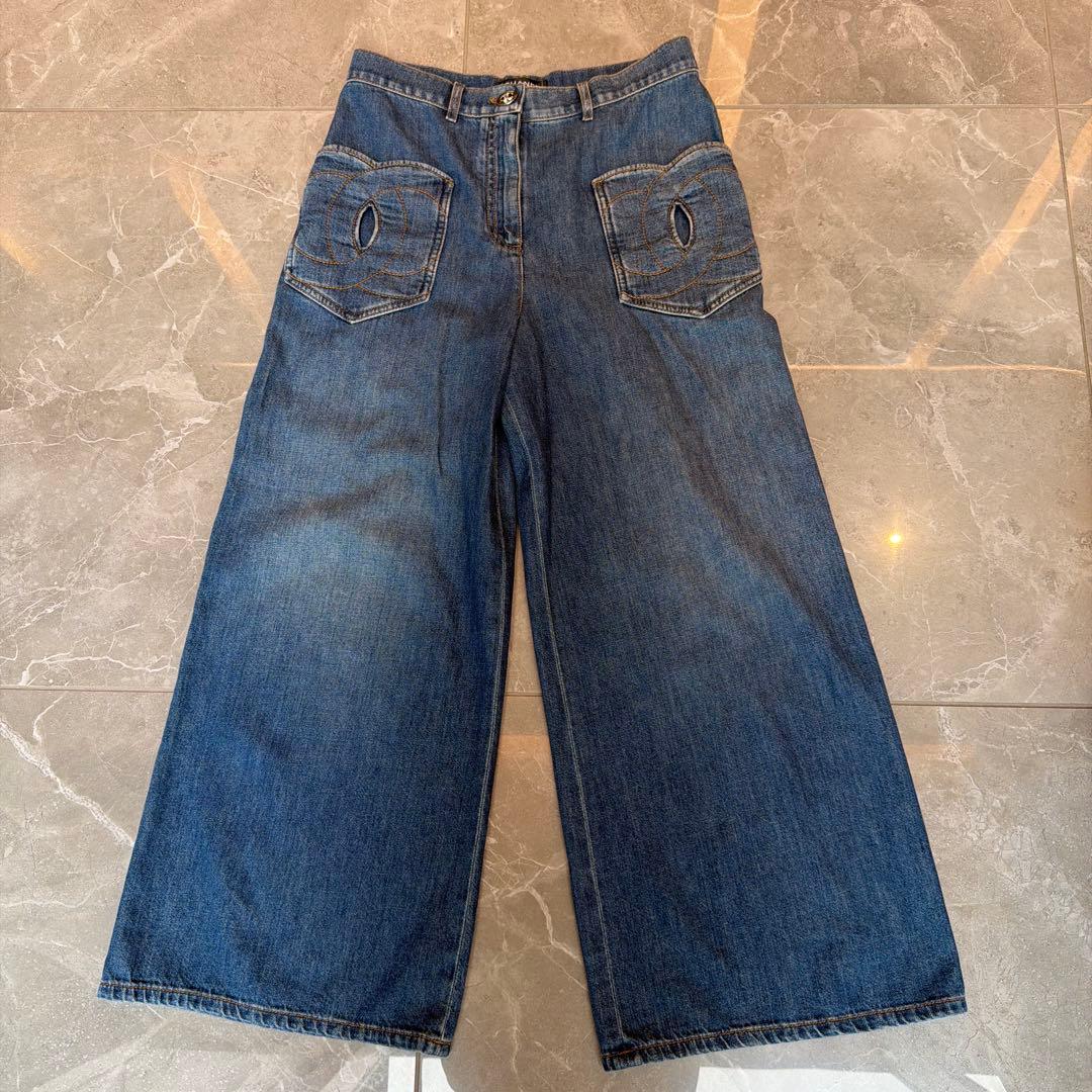 CHANEL デニムパンツ　ワイド　　36