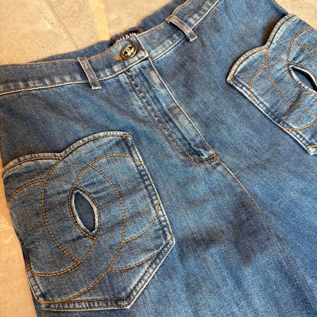 CHANEL デニムパンツ　ワイド　　36