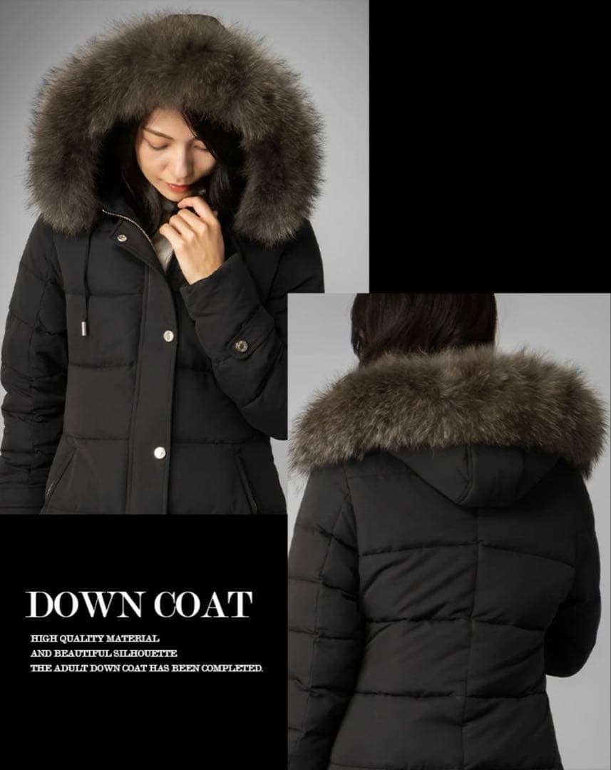 La Mode ダウンジャケット ラクーンファー フェザー 細見え 40