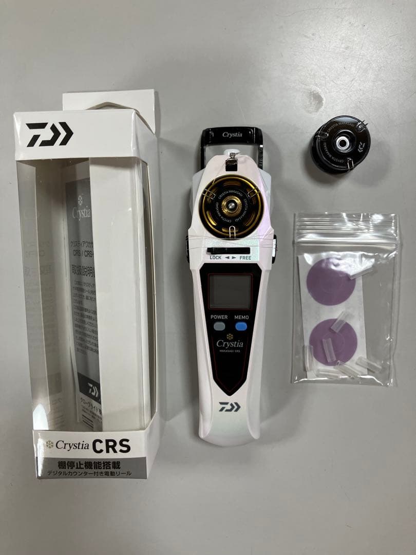 ② 美品ワカサギ電動リール　クリスティア CRS アルミスプール.ライン他付き