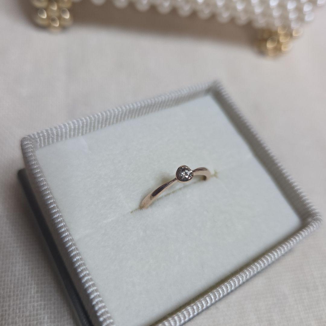 K10PG 1粒 ダイヤ 0.1ct リング