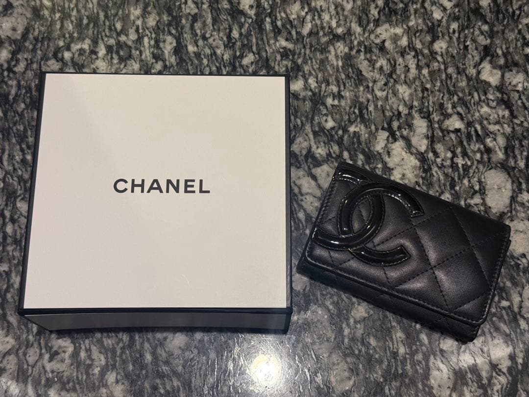 【美品】CHANEL ブラック カンボンライン 名刺入れ