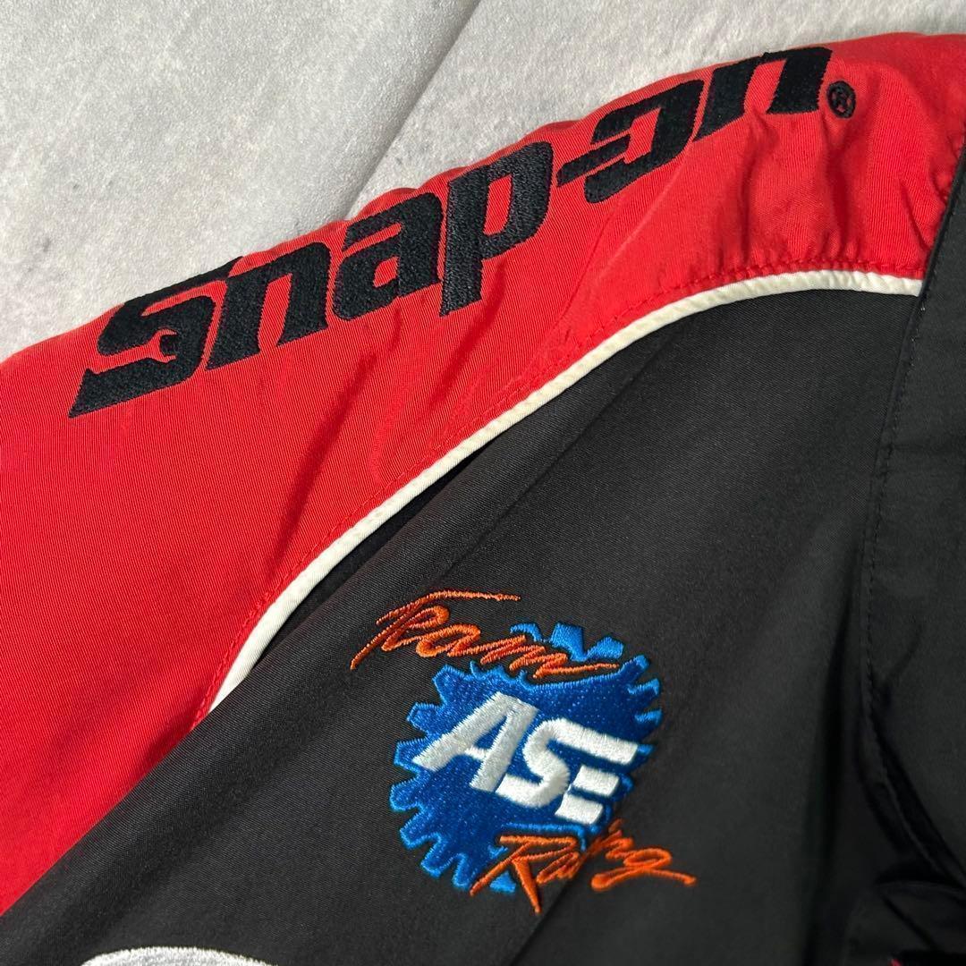 激レア snap on レーシング ブルゾン 刺繍 ジャケット 黒 赤 XL