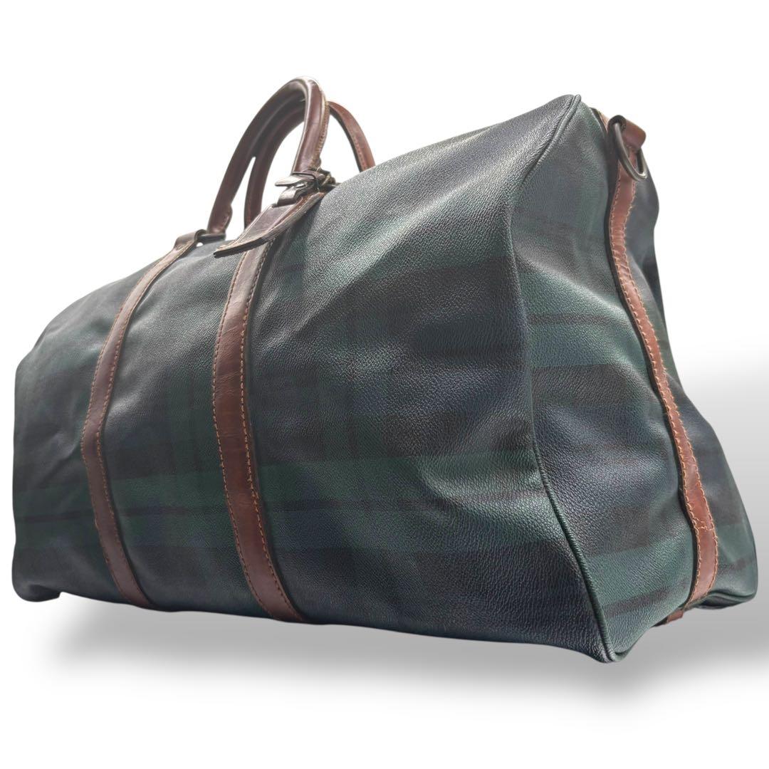 【ヴィンテージ】ポロラルフローレン　ボストンバッグ　トラベル　チェック柄　PVC