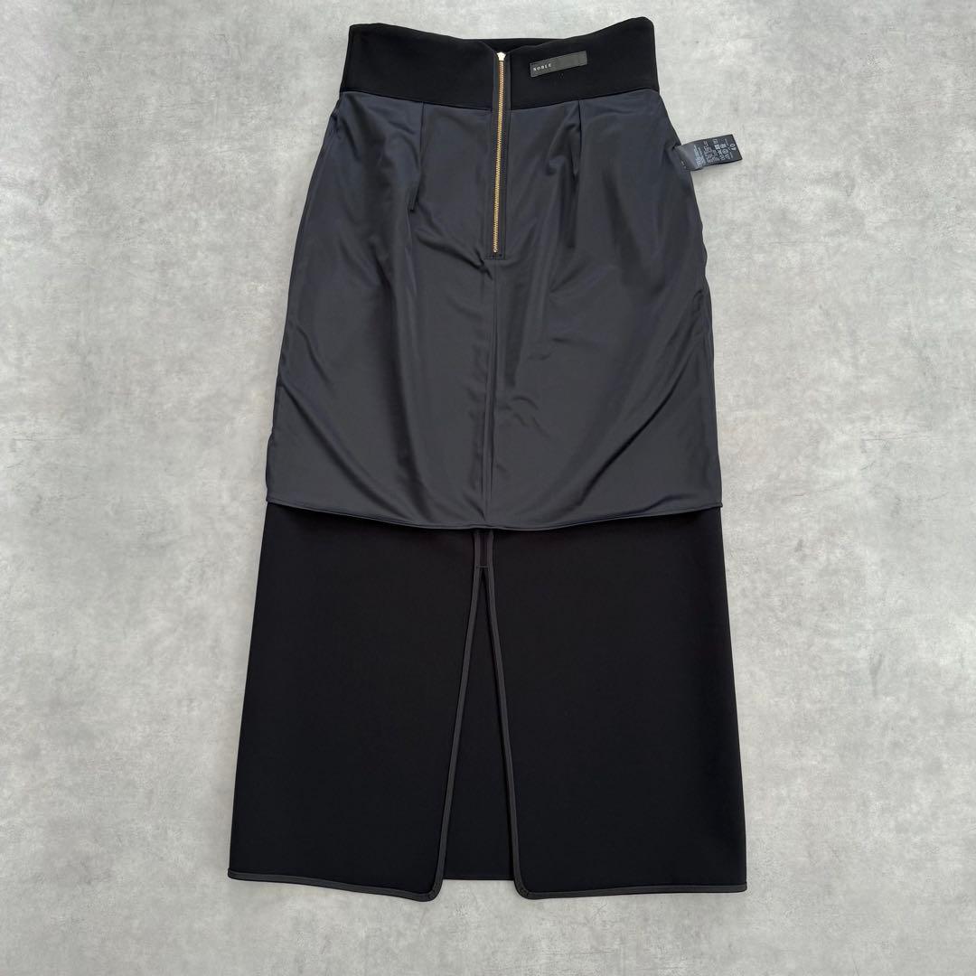awi NOBLE ジャージーライクカラータイトスカート 40 黒 ロング