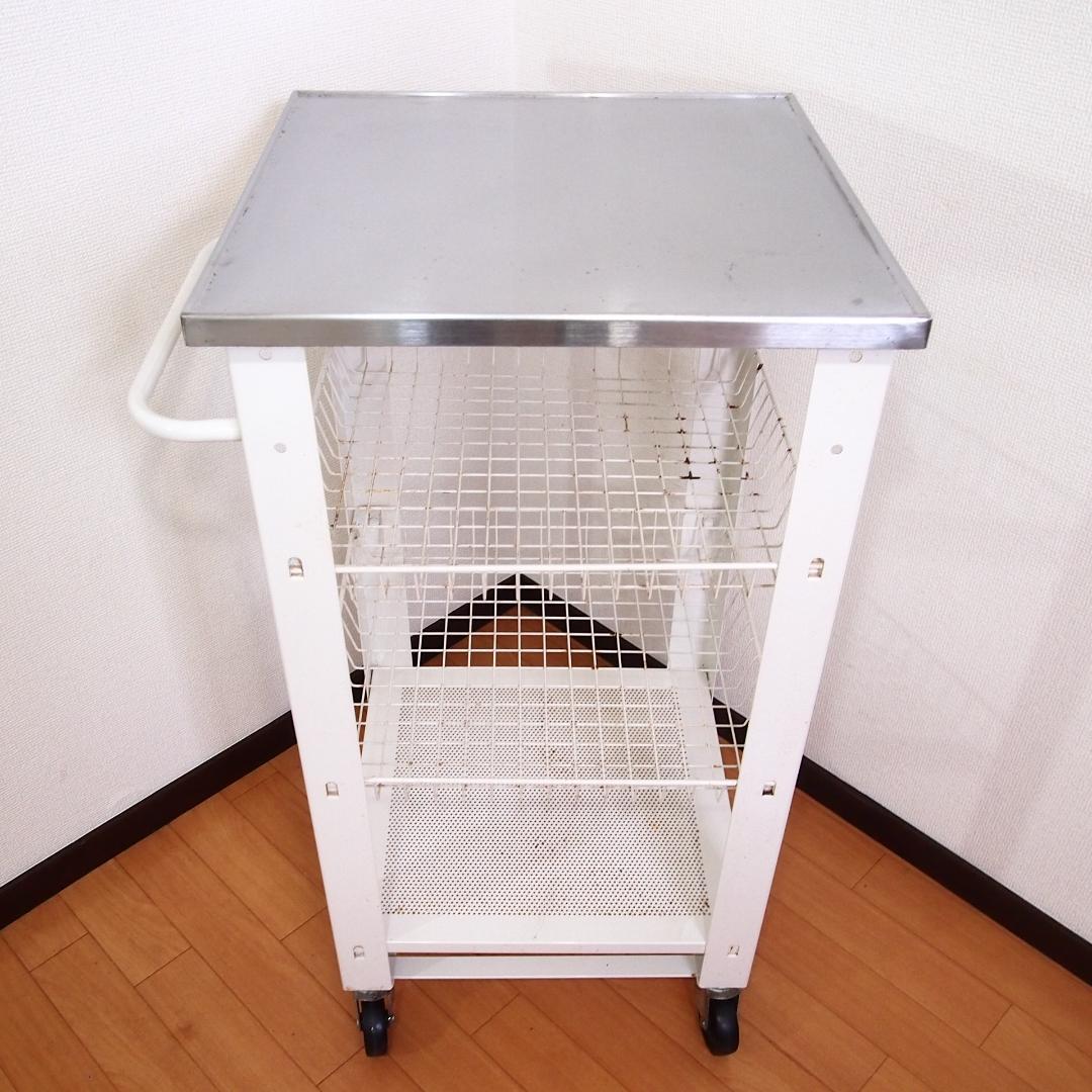 【良品】厨房器具 鉄製 キッチンワゴン キャスター付き 錆びあり 飲食店 家具