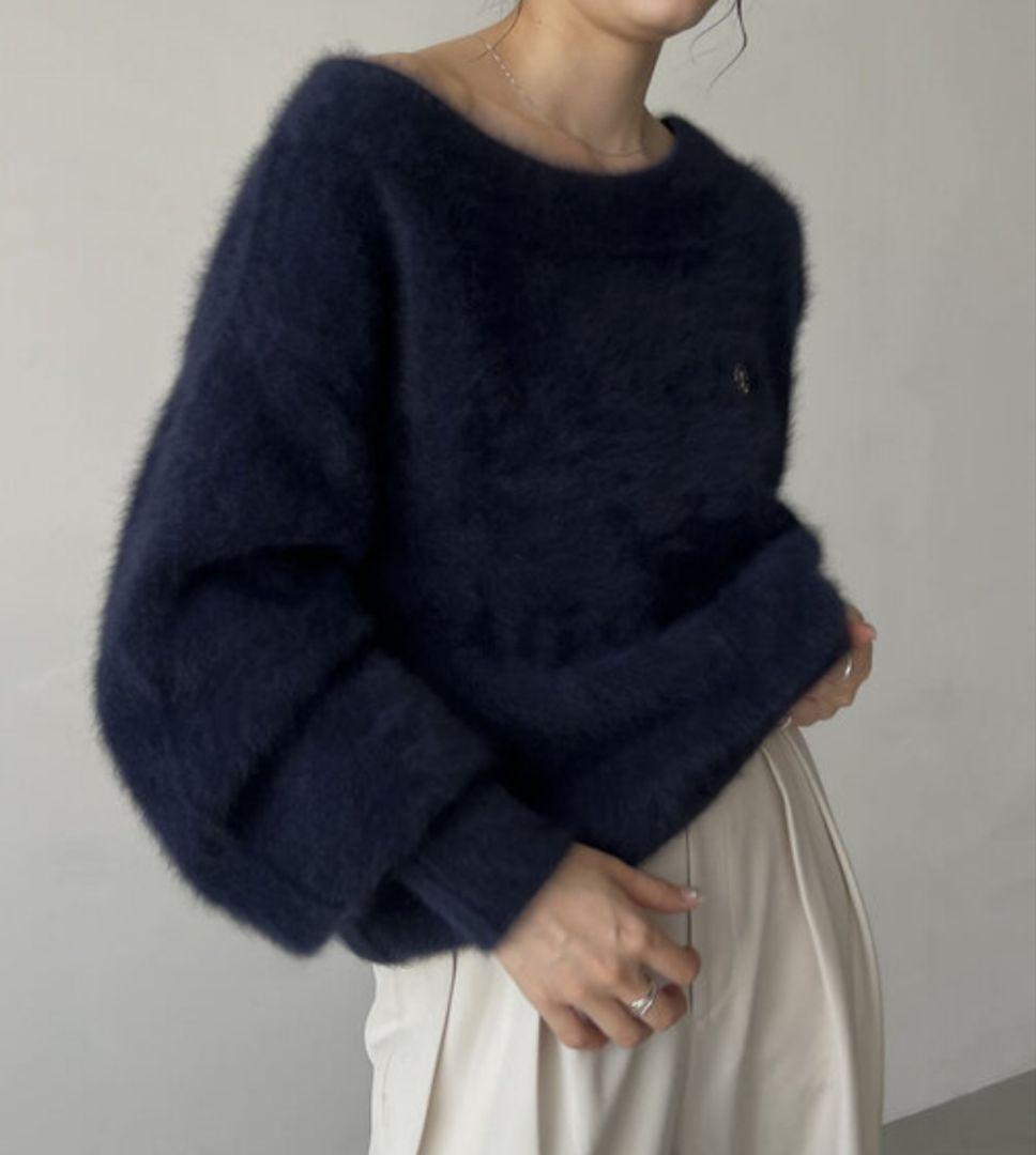 極美品✨️foxカシミアボートネックニット　カプリシュレマージュ　ネイビー